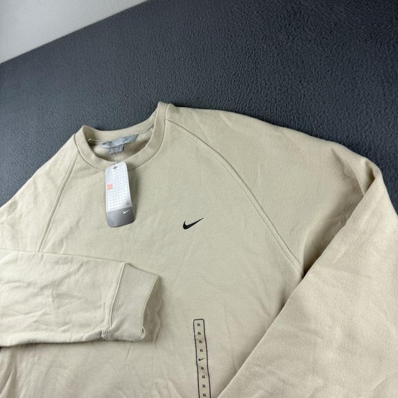 Nike Sweatshirt Men's XL Beige Small Swoosh Y2K Silver Tag 196184-200 NEW